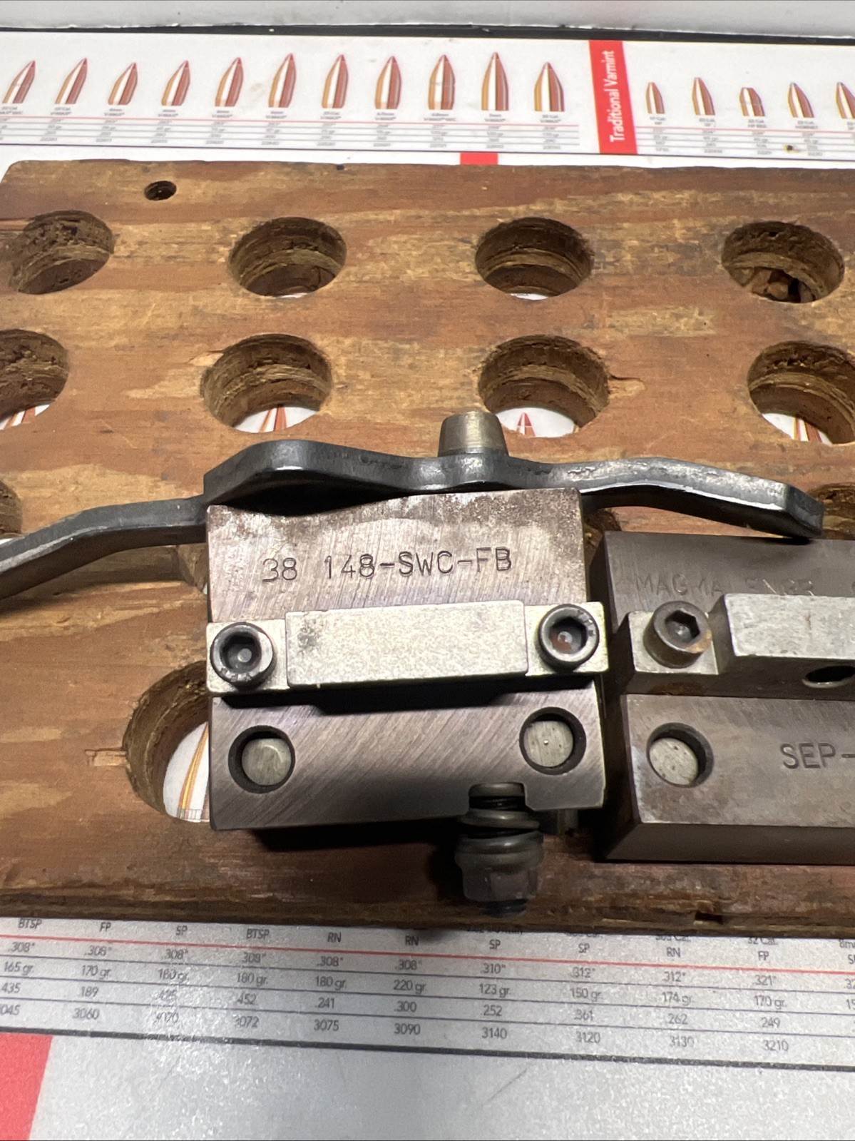 MAGMA ENGINEERING BULLET MOLD , 38/148-SWC-FB TWO CAVITY