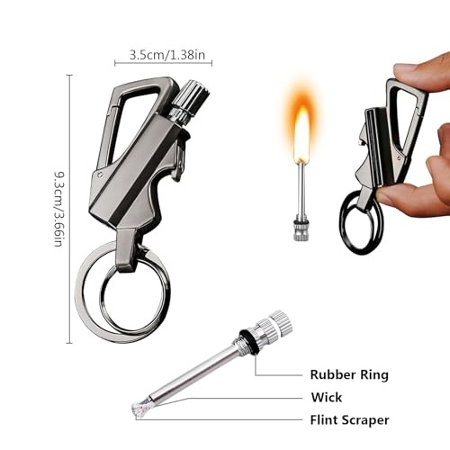 2 Pack Permanent Match Infinity Lighter, Multitool Keychain Bottle Opener,