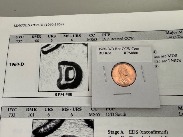 1960-D D/D Rotated CCW Lincoln Cent  RPM BU Red #80 Beautiful