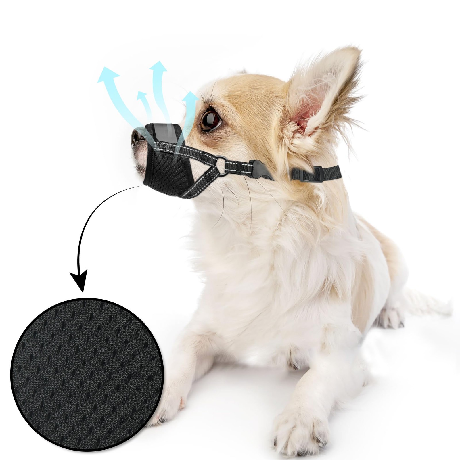 Soft Nylon Dog Muzzle for Small Breeds - Adjustable, Breathable, Anti-Biting