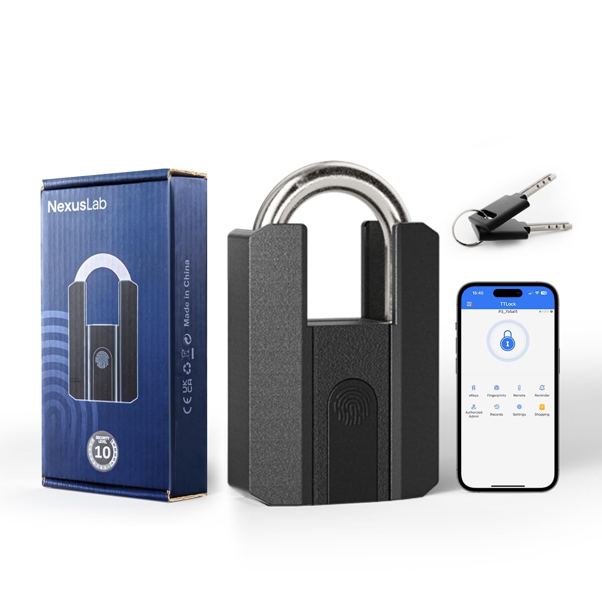 Nexuslab Heavy Duty Fingerpint Padlock Key Gate Locks For Outdoor Fence Padlock
