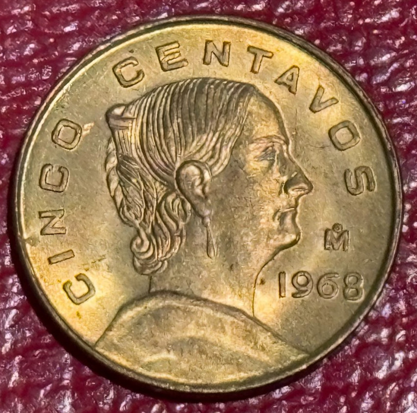 HIGH GRADE UNC 1968  MEXICAN MEXICO 5 CENTAVOS COIN-JUL810