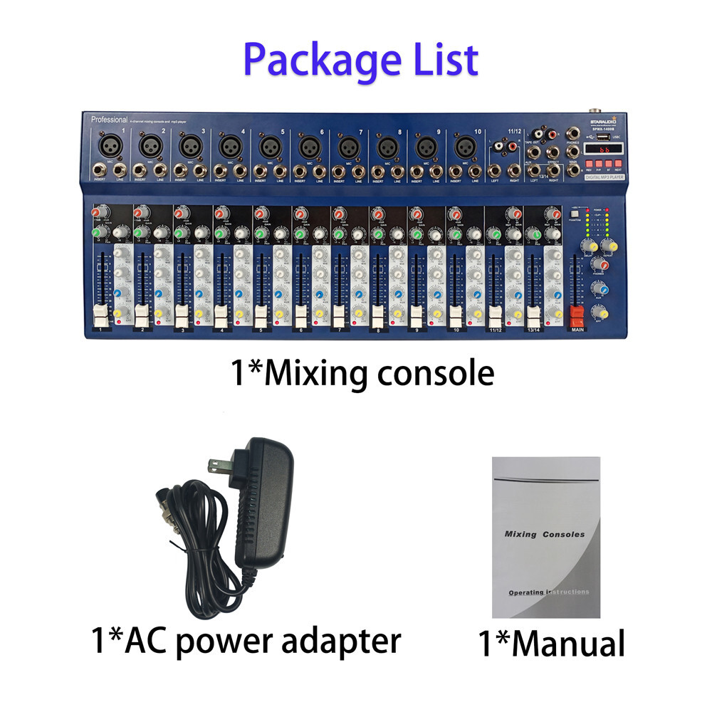 14 Channel Audio Mixer 16 DSP USB bluetooth Stereo Mixing Console Studio System