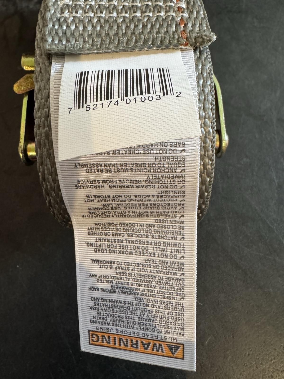 Pacific Cargo Control Ratchet Strap 2x16 WLL 1000 lbs. GRAY