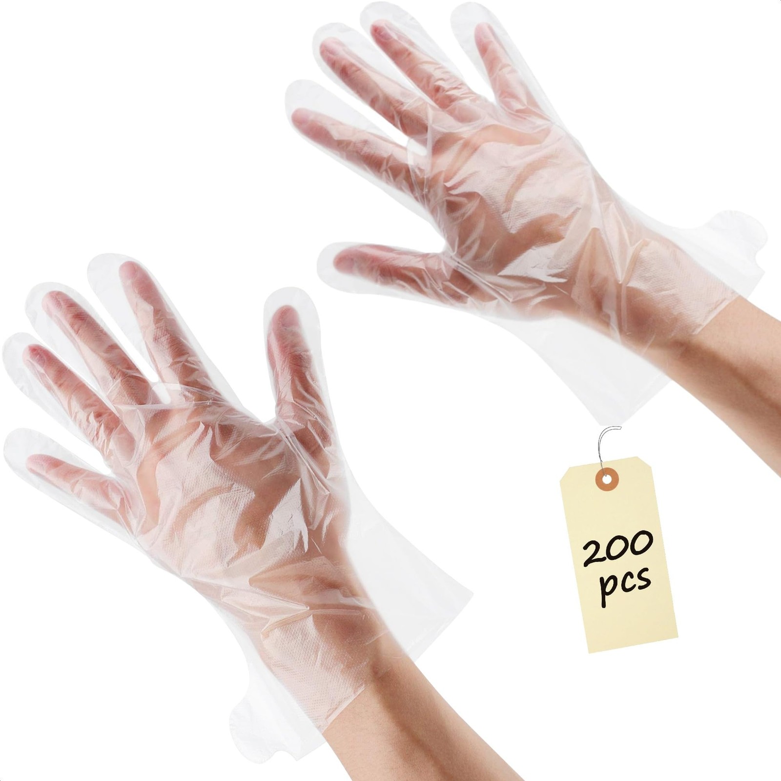 200 Pcs Paraffin Gloves for Hands - Lightweight, 200 Gloves, Clear