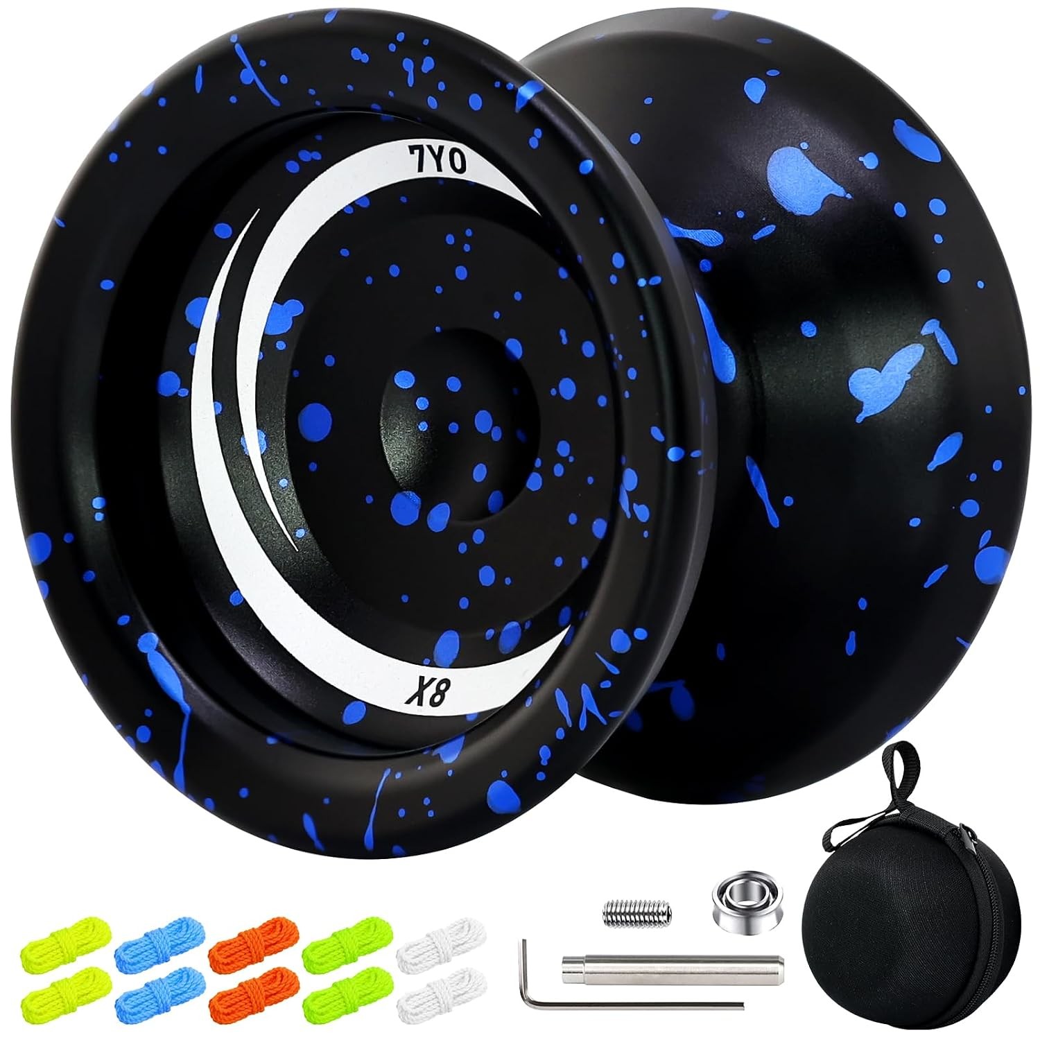 Black-Blue Metal Yoyo for Kids Beginners, Professional Responsive Yoyo Tricks