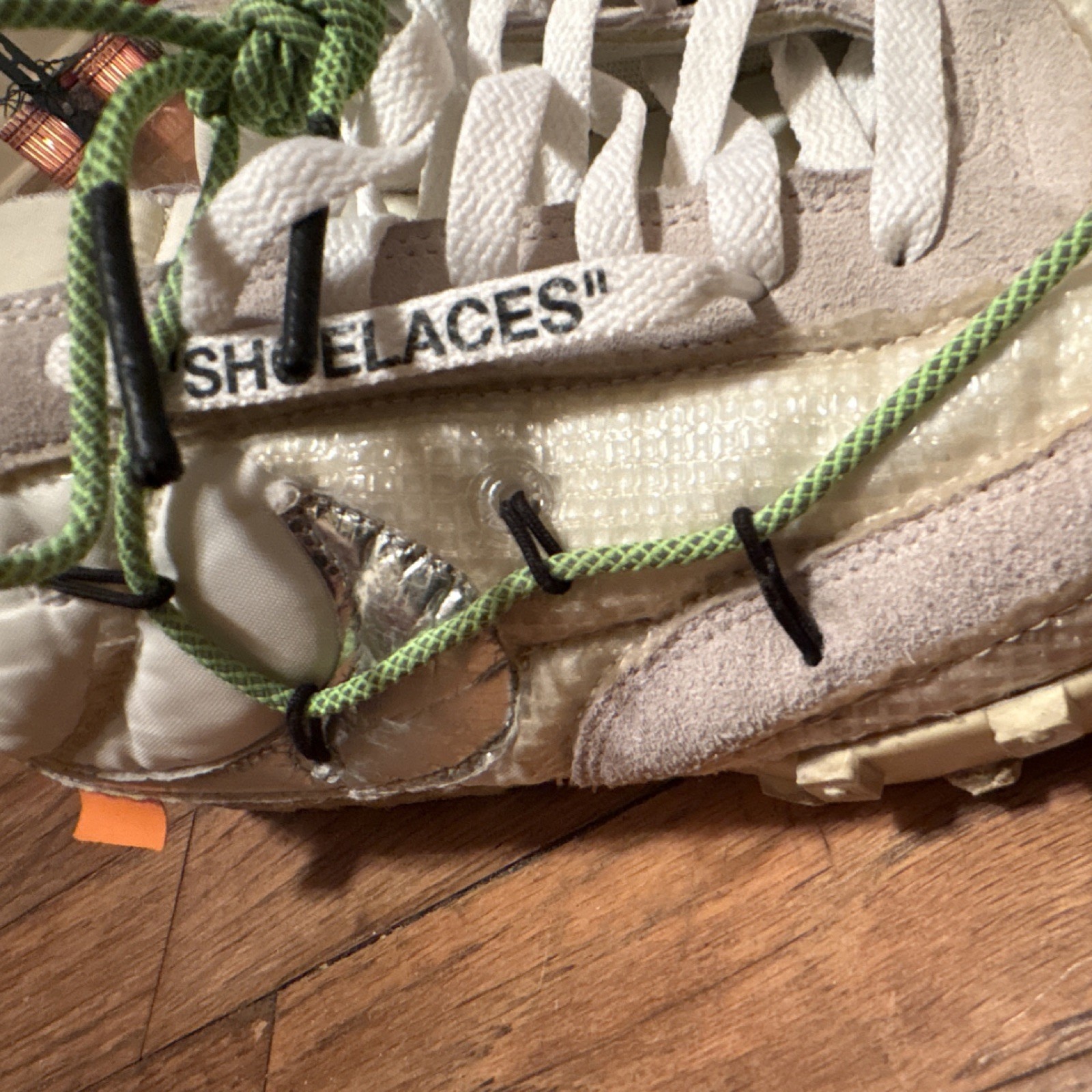 Nike Off-White Waffle Racer Men's White Green Running Sneakers CD8180-100 Size13