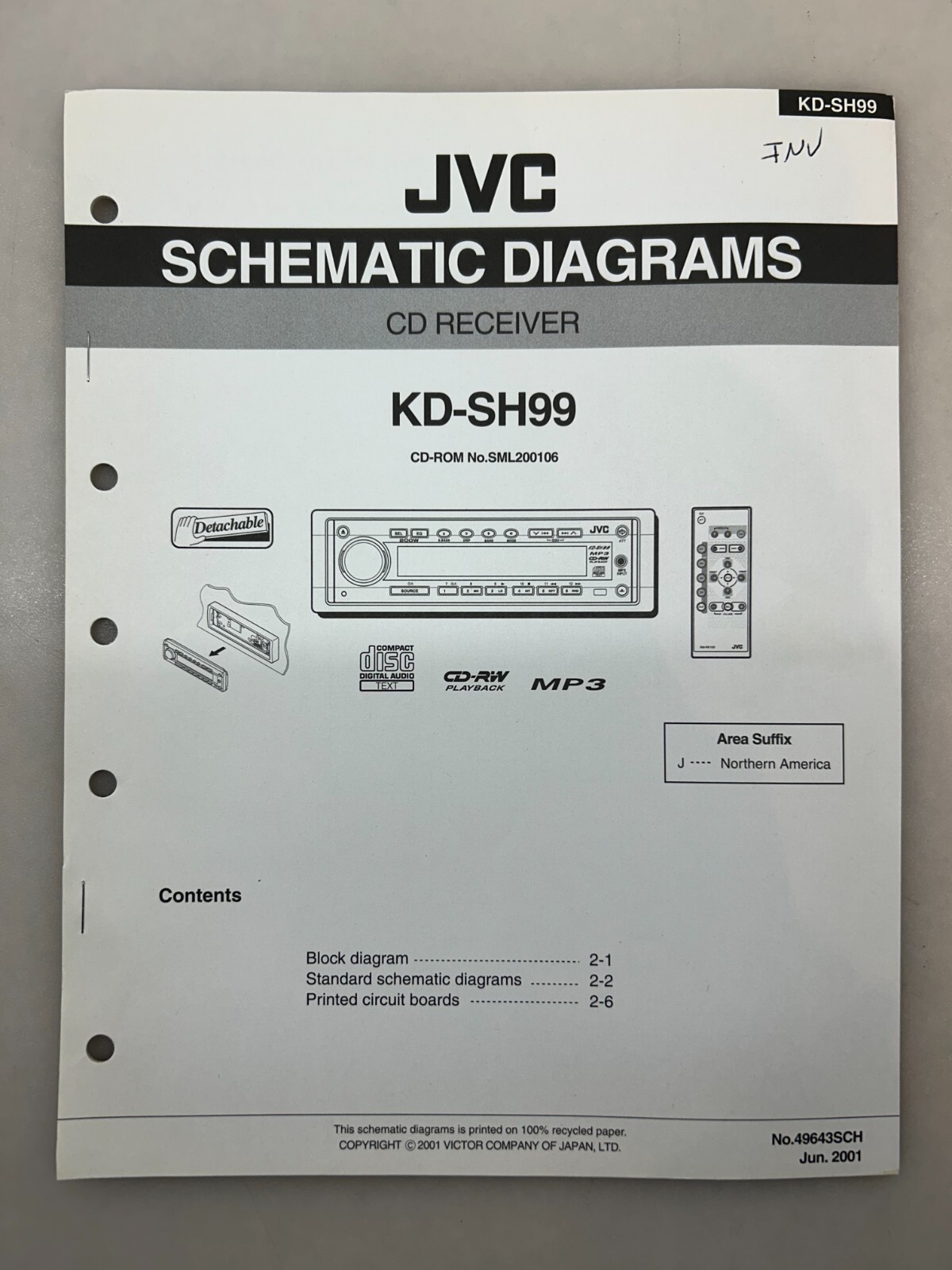 JVC KD-SH99 Original Schematics Free Shipping