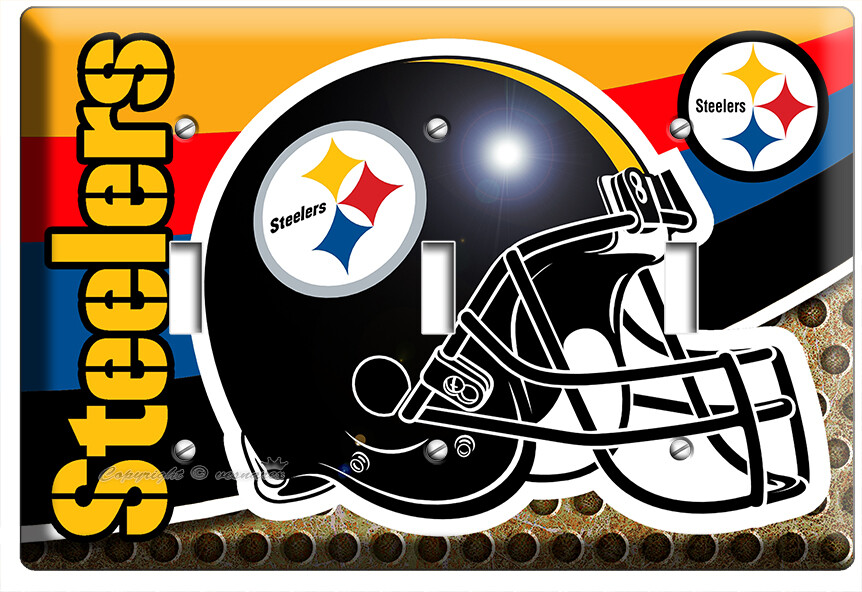 PITTSBURGH STEELERS FOOTBALL TEAM 3 GANG LIGHT SWITCH PLATES ROOM MAN CAVE DECOR