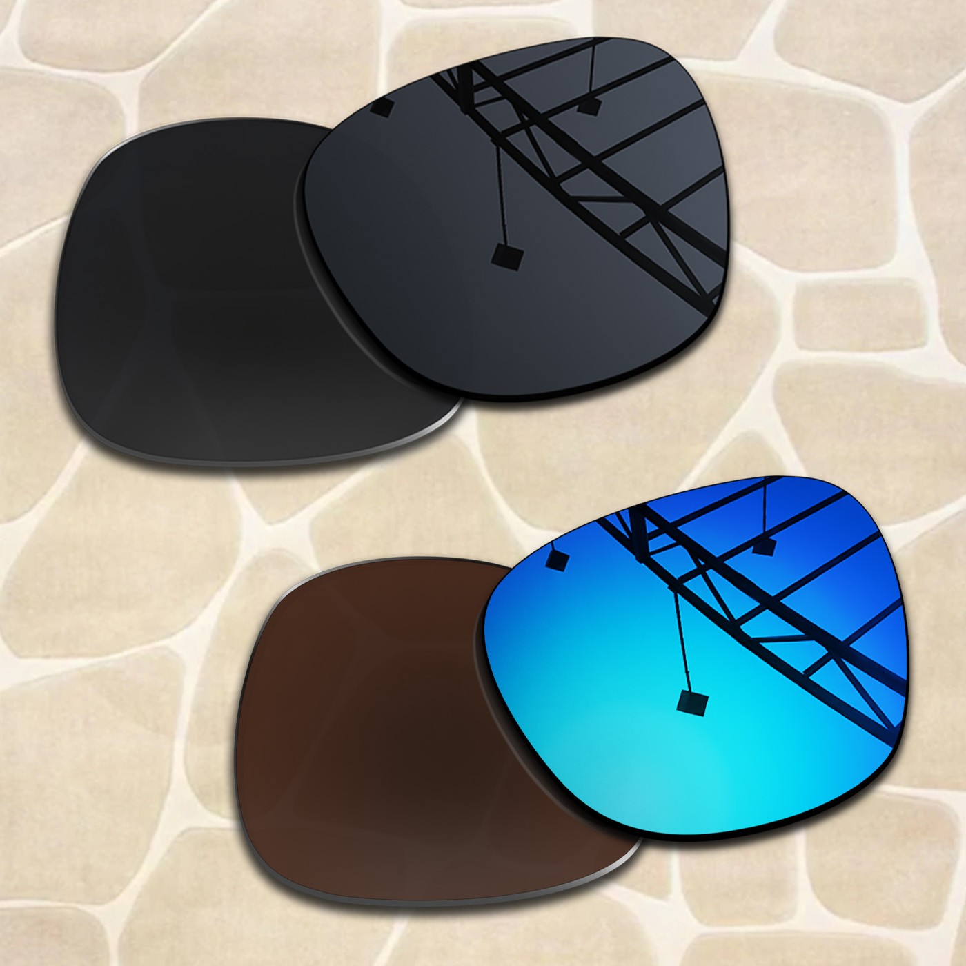 2 Pairs POLARIZED Replacement Lenses for Ray-Ban Mega Wayfarer RB0840S 51mm