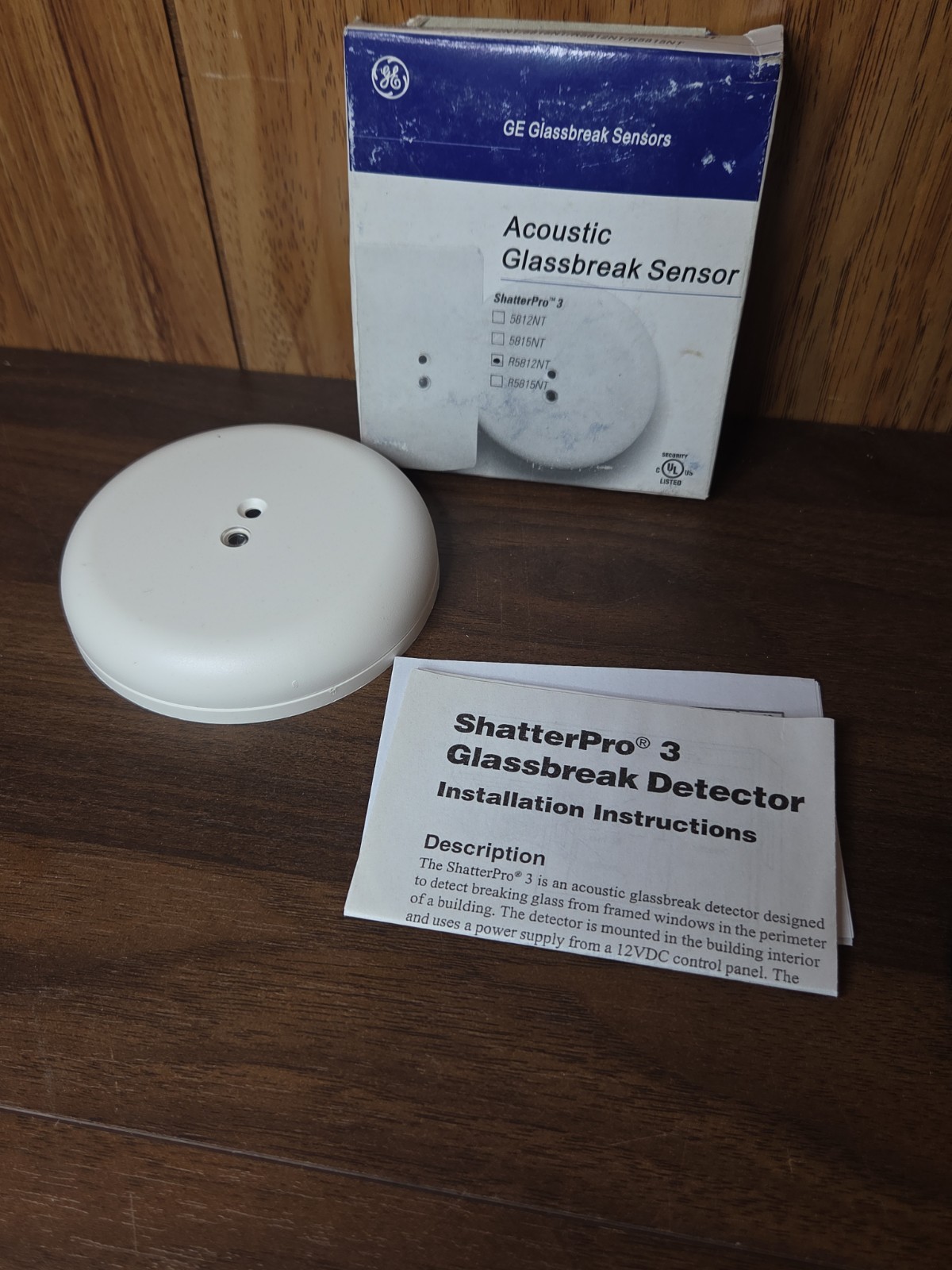 GE 5812NT Round Acoustic GlassBreak Detector White New Open Box