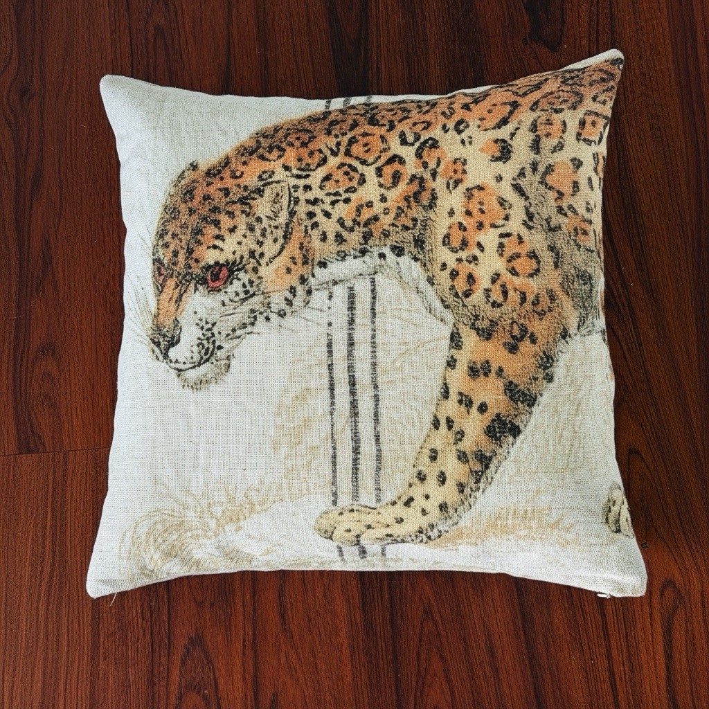 Retired Pottery Barn Cheetah Pillow Cover 20x20 Linen Cotton Safari Animal