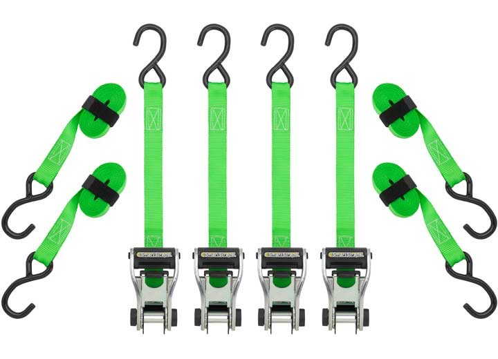 Winston SmartStraps 345 14' 1500lb RatchetX Ratchet Tie Down 4-Pack Green