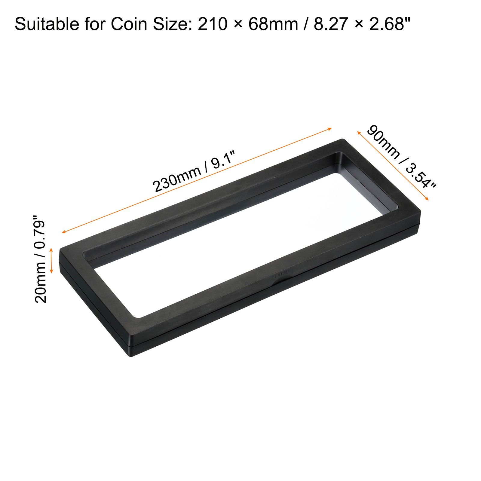 9" x 3.5" 3D Floating Display Case, with Base Stand, Black