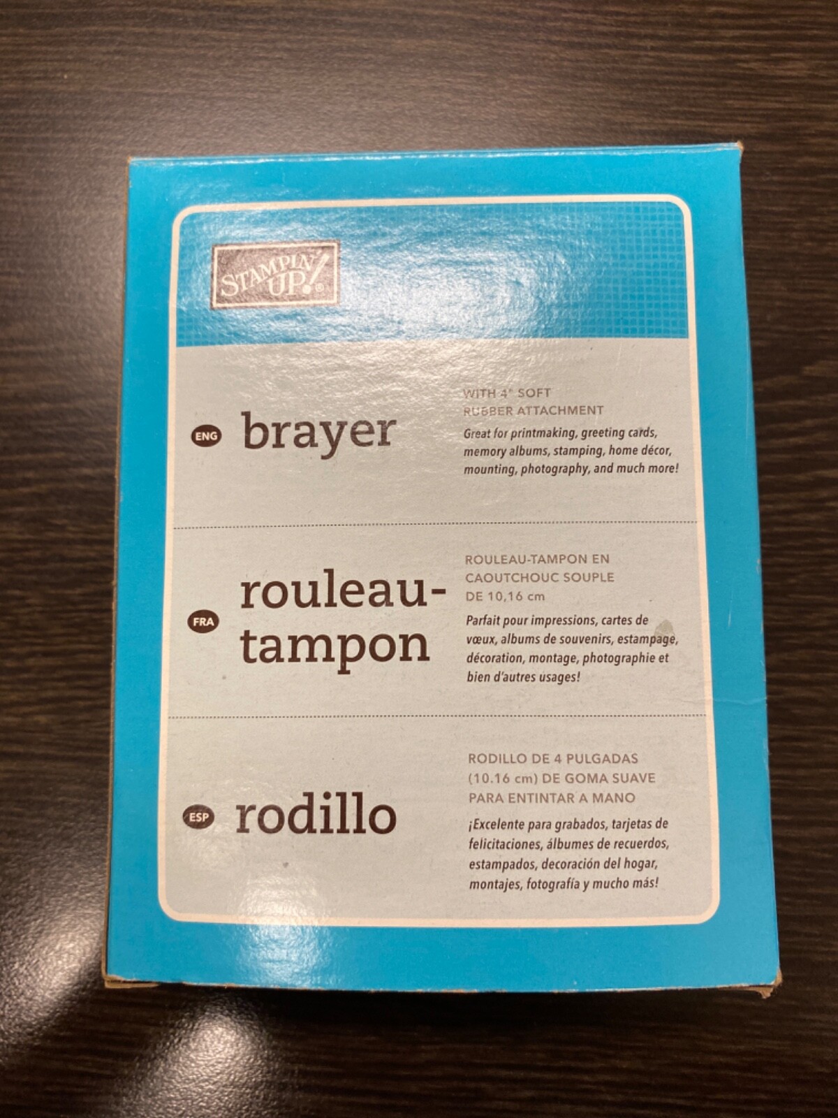 Stampin Up BRAYER Rubber 4 Inch NIB
