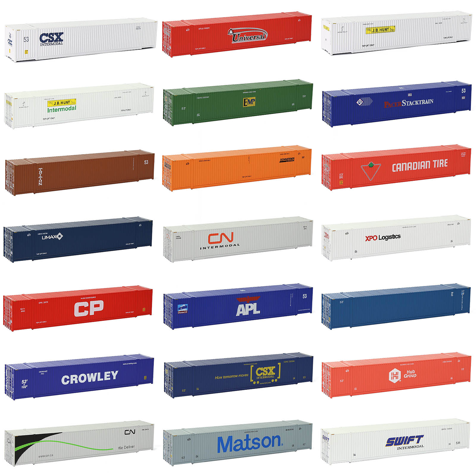 HO Scale 1:87 53ft Shipping Container 53' Cargo Box Model Railway C8753