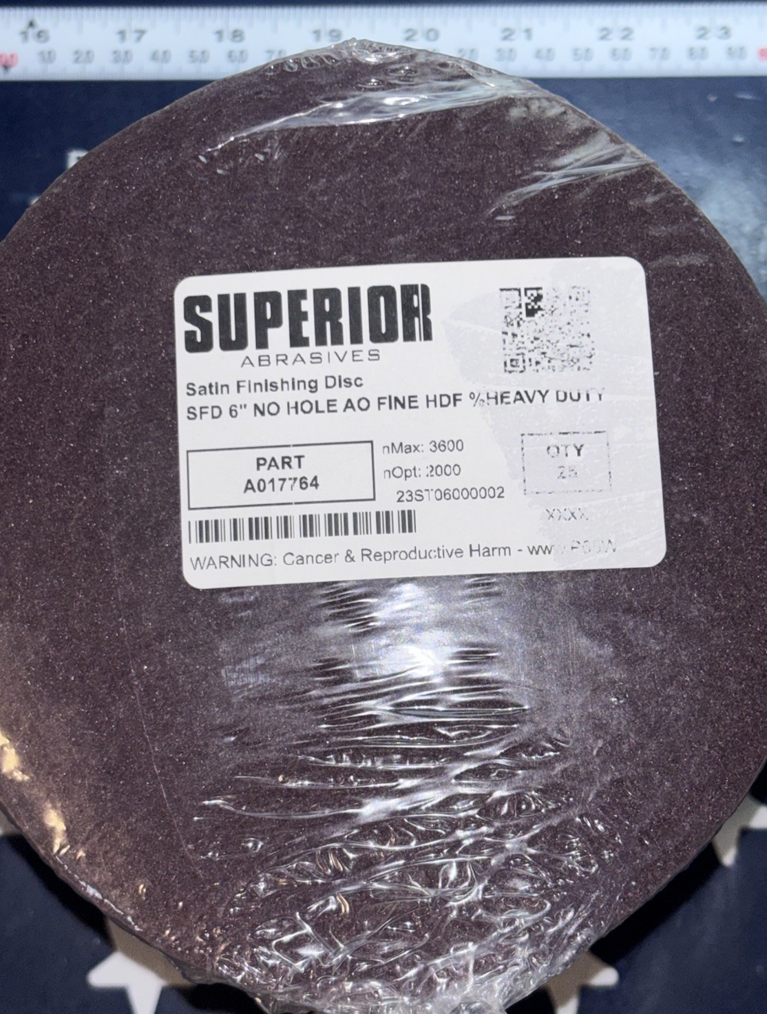 (25) Superior Abrasives 6” Deburring Disc Fine Grade A/O Aluminum Oxide A017764
