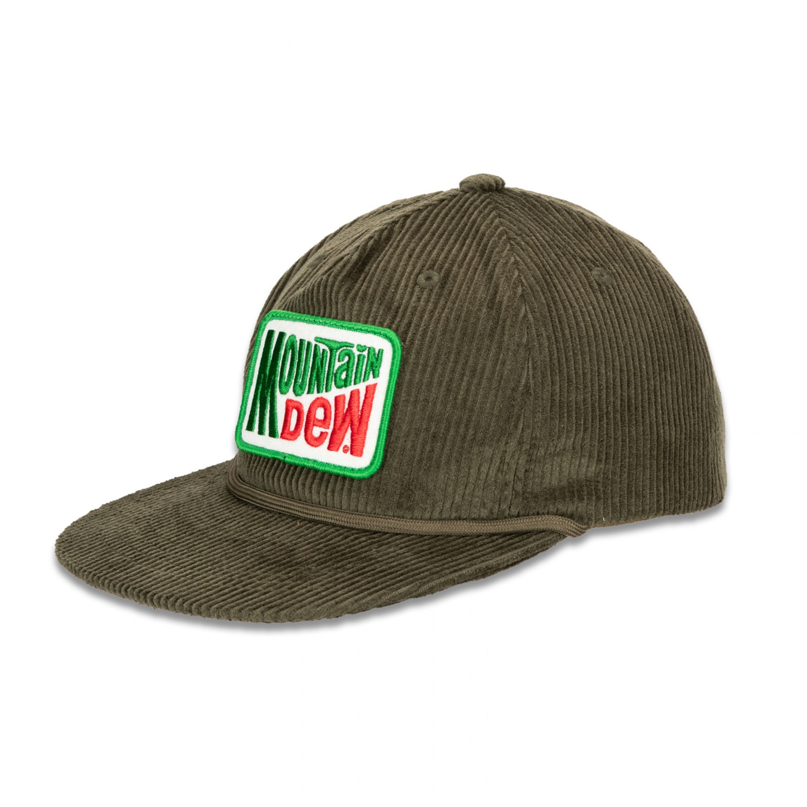 Mountain Dew Corduroy Hat with Embroidered Felt Patch & Flat Bill Multi-Color