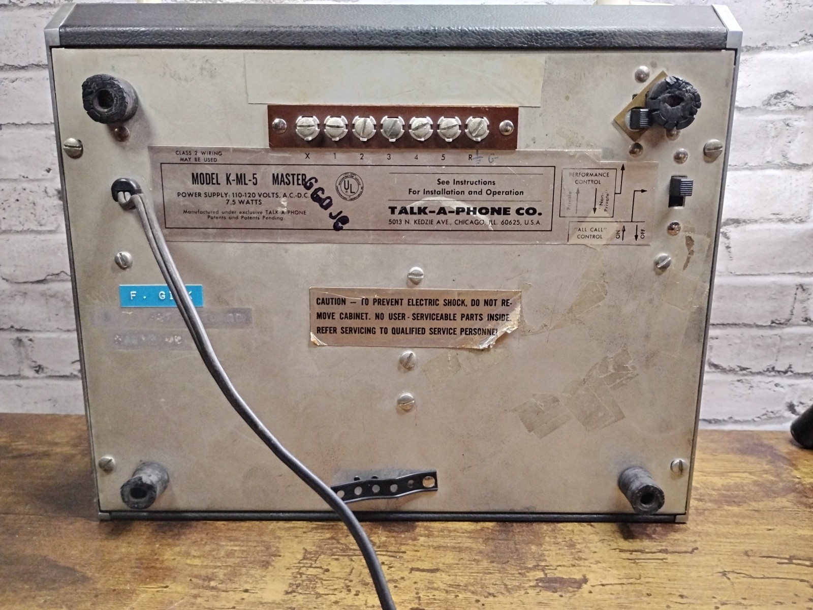 Talk-A-Phone K-ML-5 Master Intercom System -Untested