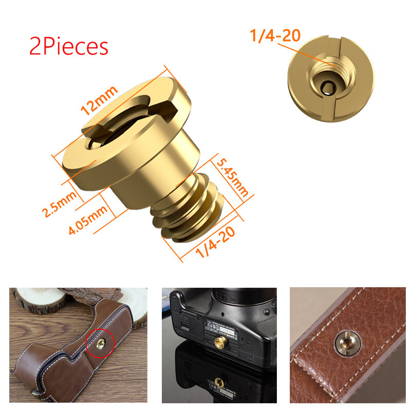2 Pieces Brass 1/4" Screw for Camera Leather Case Tripod Hole Connector