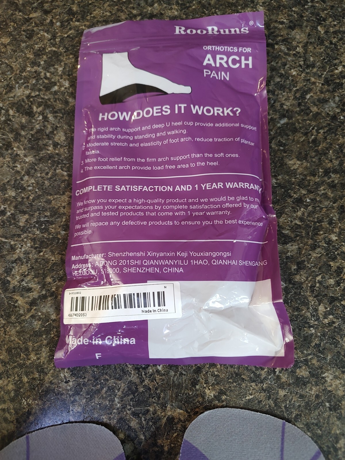RooRuns insoles 3/4 Orthotic Shoe Inserts High Arch Support M