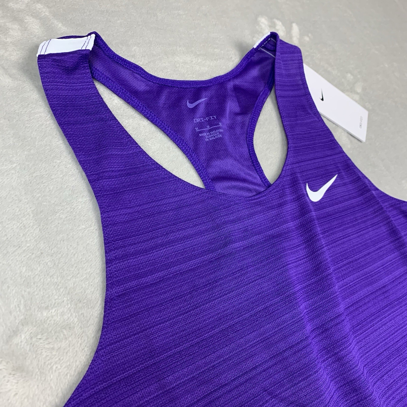 New Nike Dri Fit Tank Top Women's Medium Purple Running Singlet Polyester CV2804