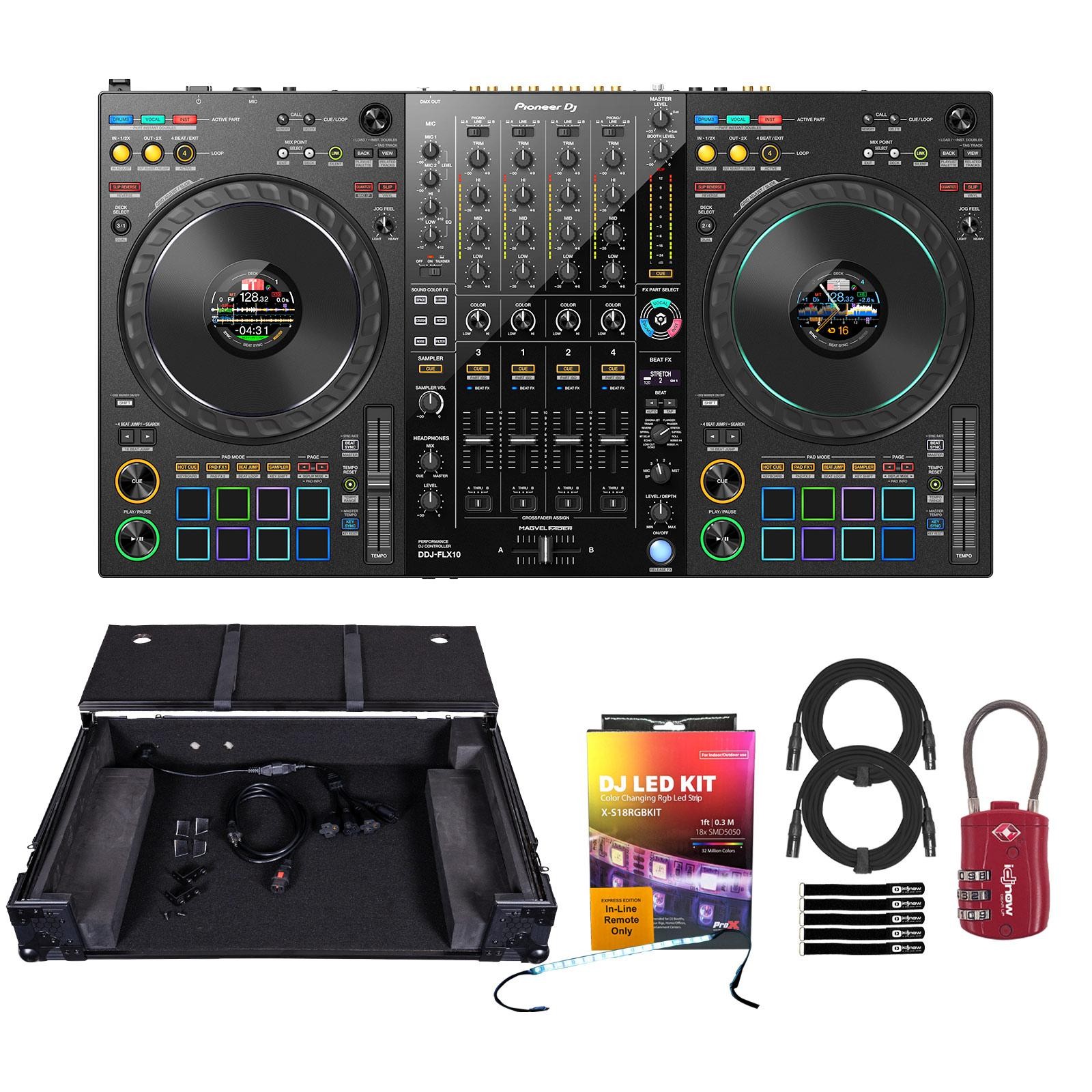 Pioneer DJ DDJ-FLX10 4-Channel DJ Controller w Headliner Case Pack