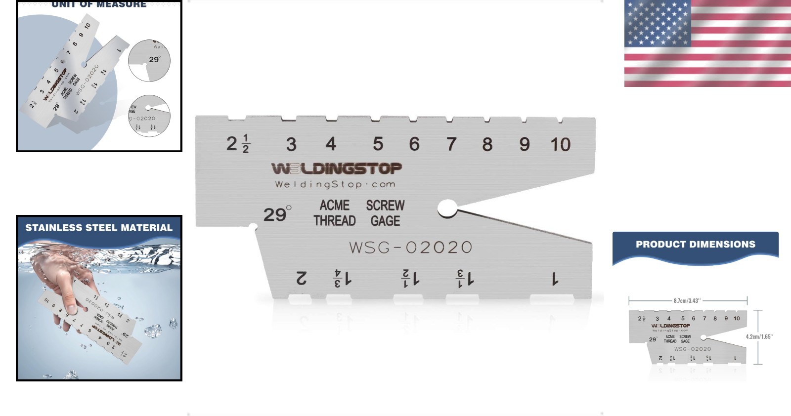 ACME Screw Thread Gauge 29 Degree Grinding Gage Tool Laser Engraved SS SteelMade