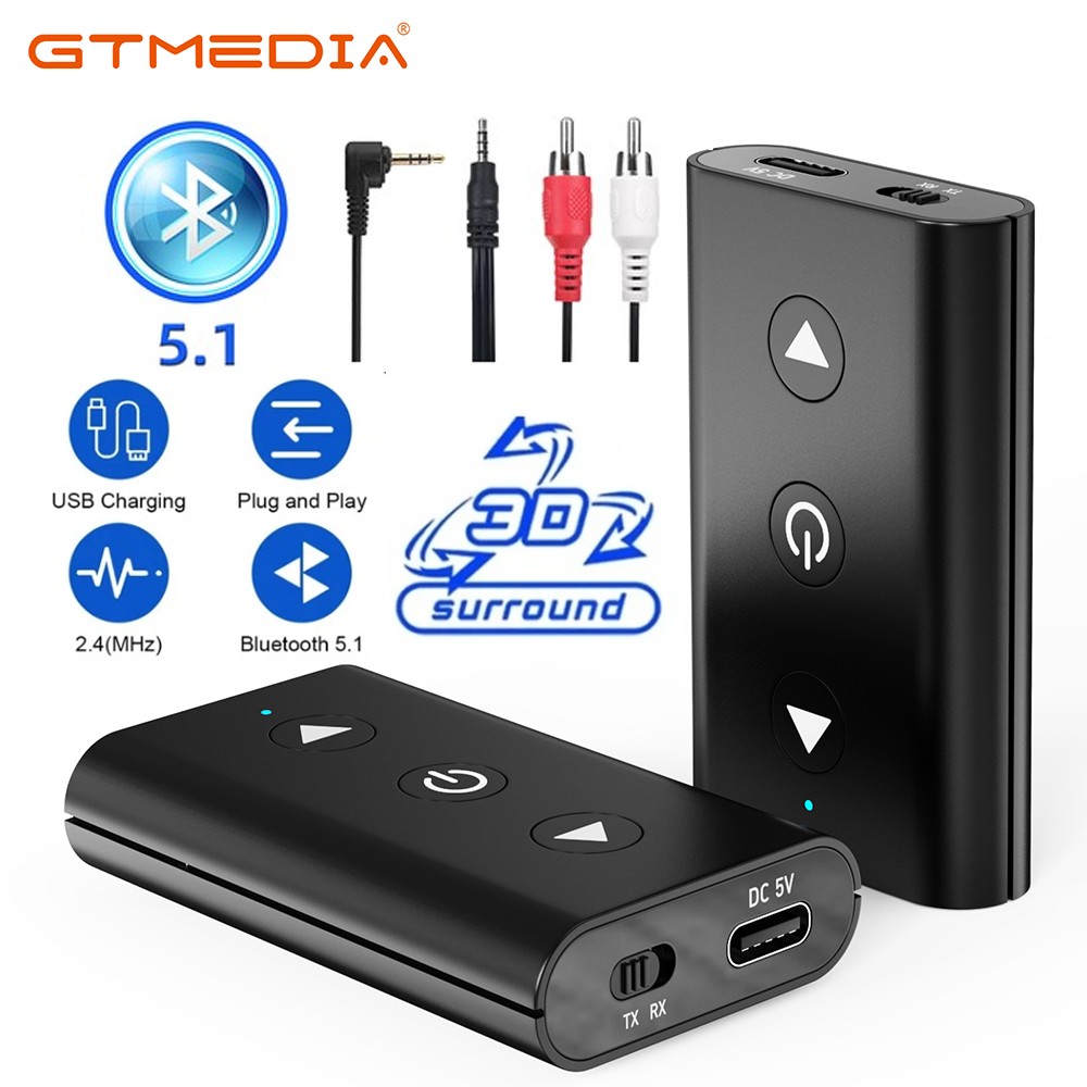 GTMEDIA Wireless Bluetooth 5.1 Audio Transmitter Receiver Adapter for Airplane