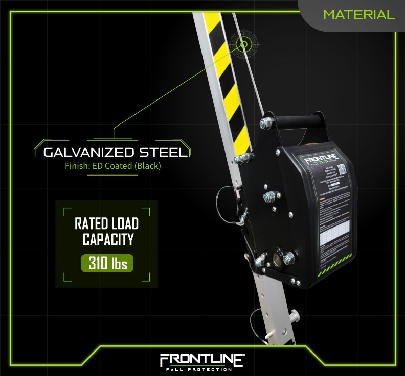 Frontline RUW60 60' Confined Space Winch with Galvanized Steel Cable