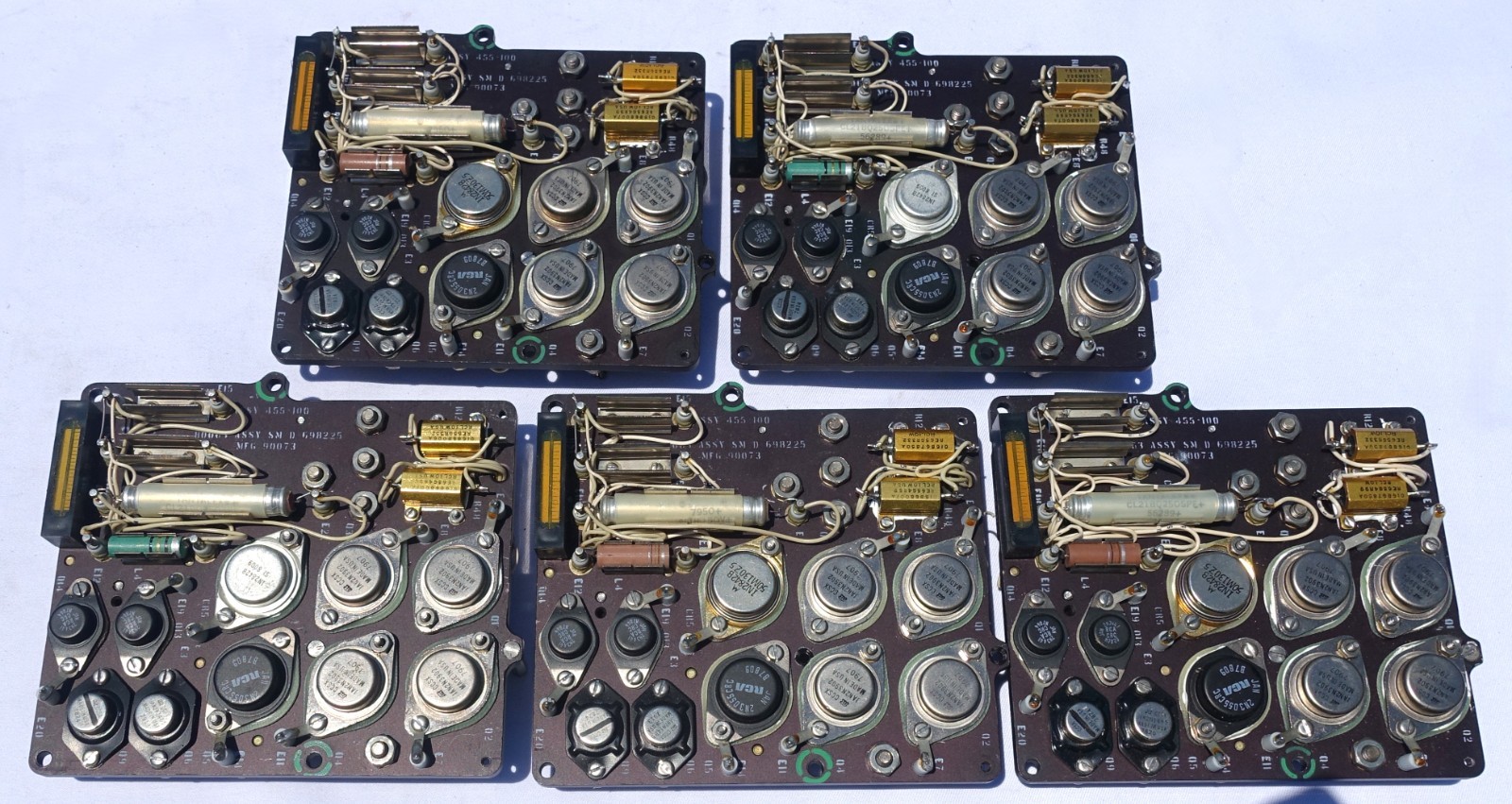 Vintage Various JAN 2N3902  Transistor on Boards for Parts (Lot of 5 boards)