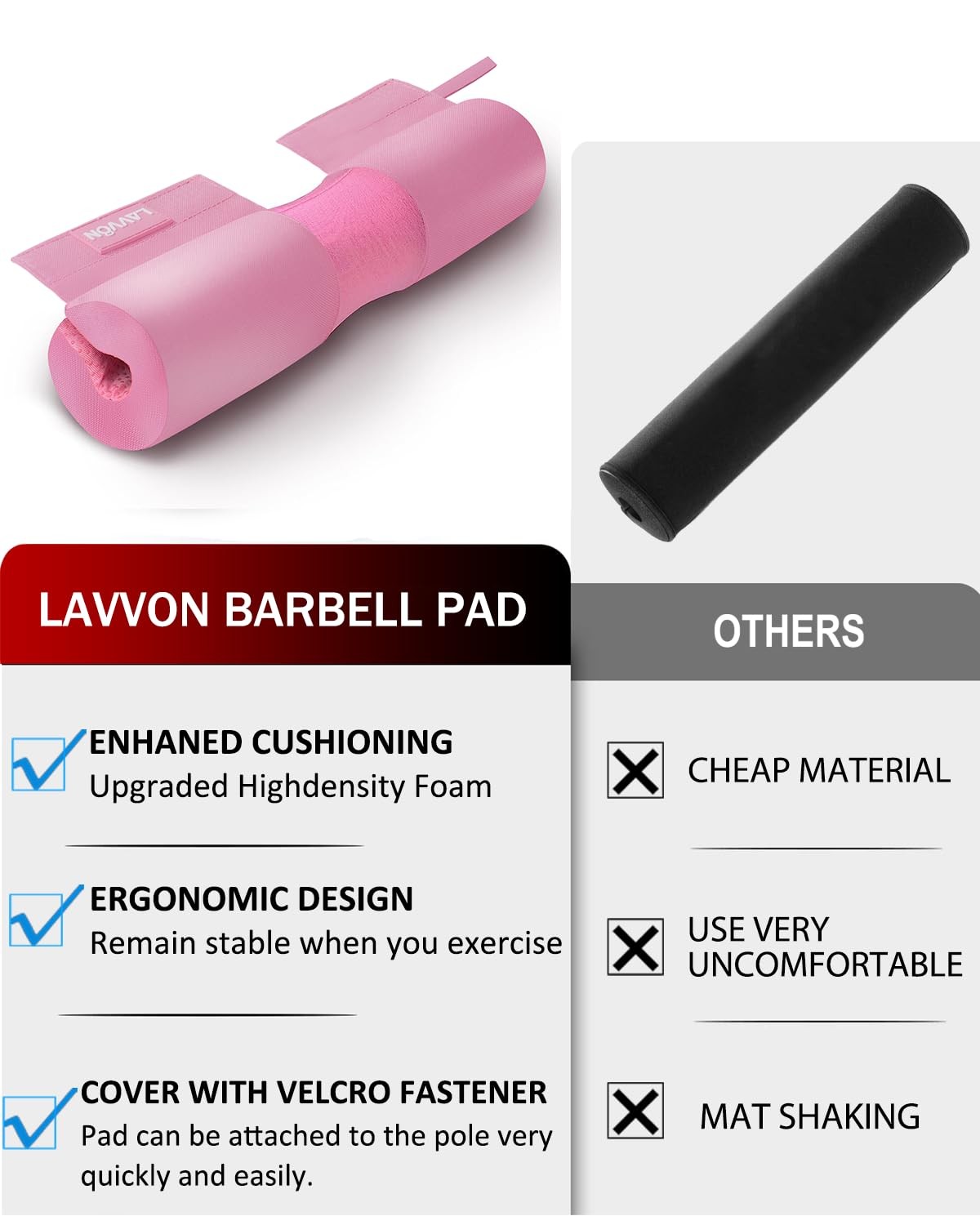 Barbell Squat Pad Nylon Padding AntiSlip-Thick Foam Hip Thrusts Pad Cushion