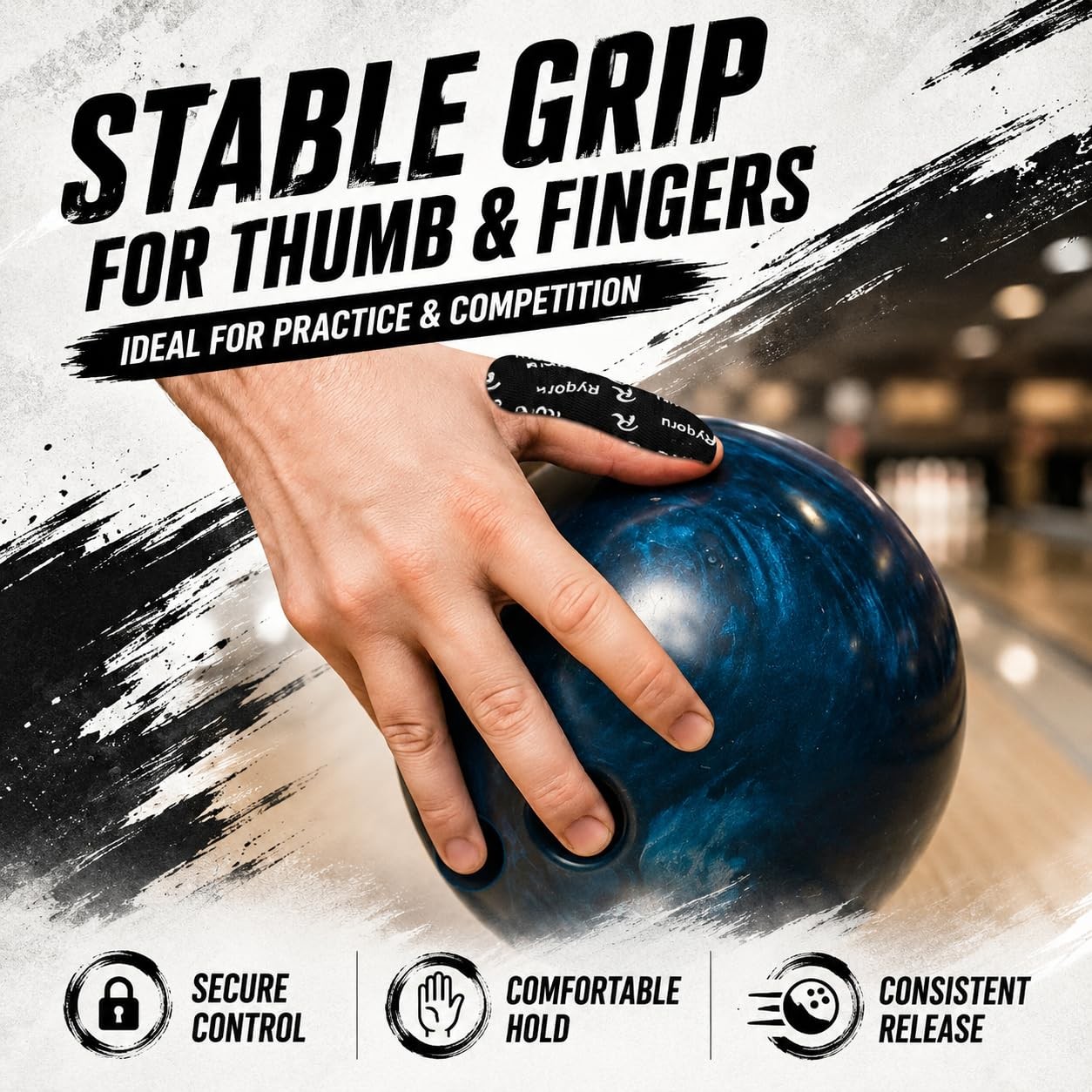 Ryqoru 40 PCS Bowling Thumb Tape, Finger Strips, Fast Release Insert Black