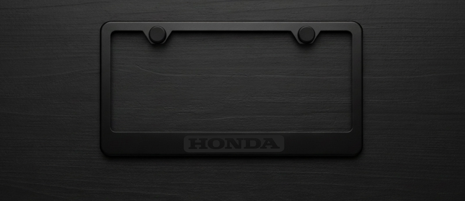 Black on Black Honda License Plate Frame Smooth Black Metal