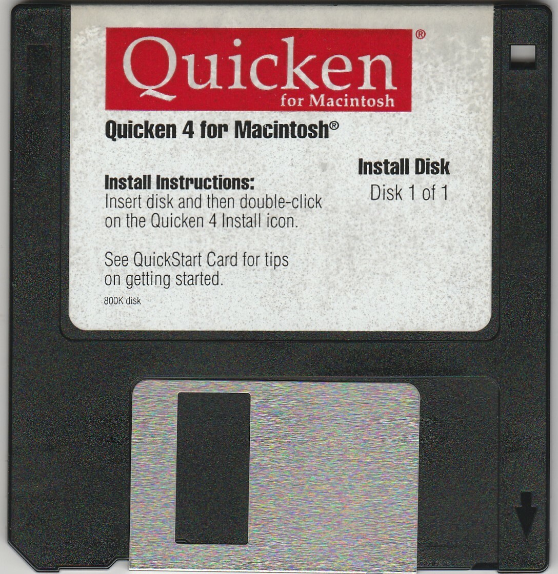 Quicken Version 4.0 Install Disk for Macintosh by Intuit ~ 3.5 disk ~ 1993