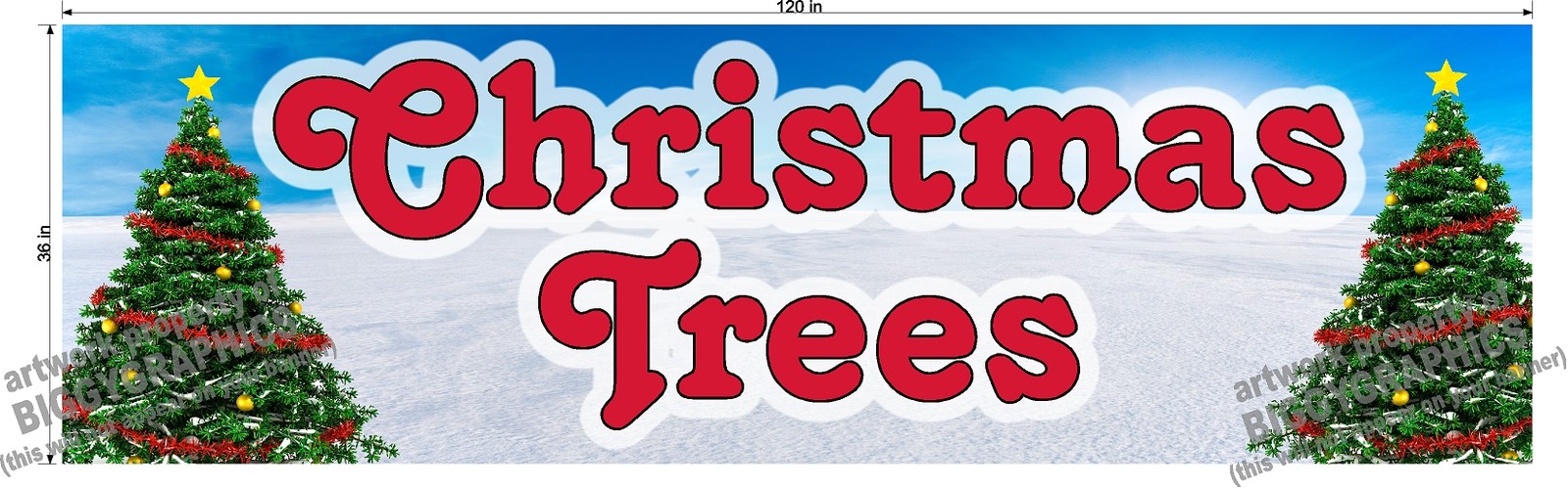 3' X 10' VINYL BANNER CHRISTMAS TREES