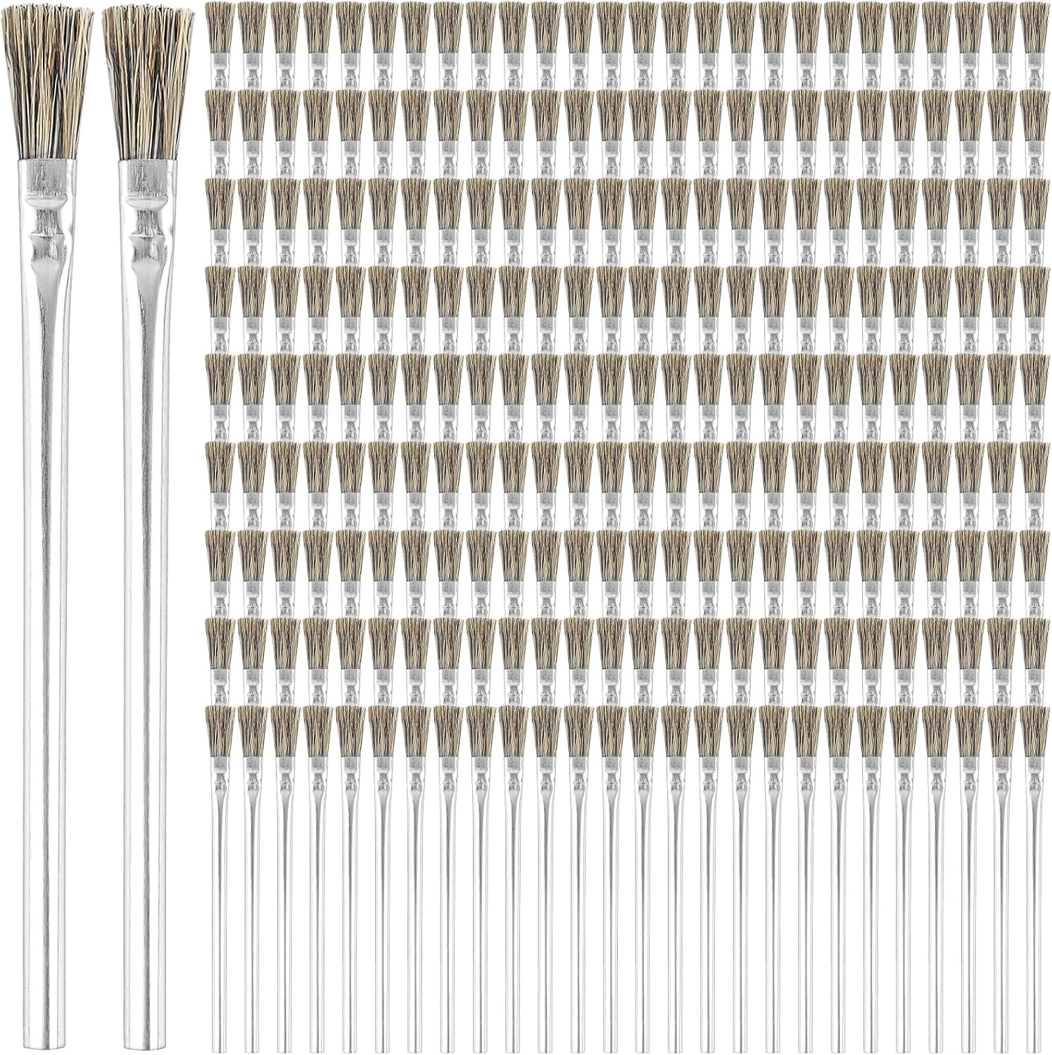300Pcs Acid Brush, 1/2Inch Wide Horsehair Bristle Acid Flux Brushes with Tin-Pla