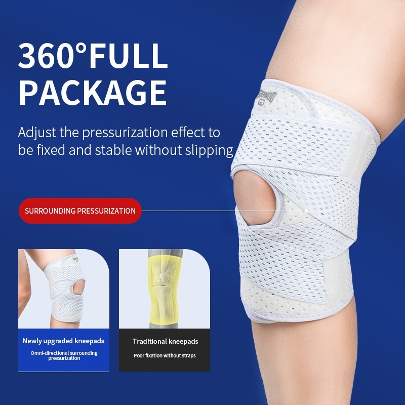 Black Knee Brace Compression Sleeve Joint Support Open Patella Stabilizer Wrap