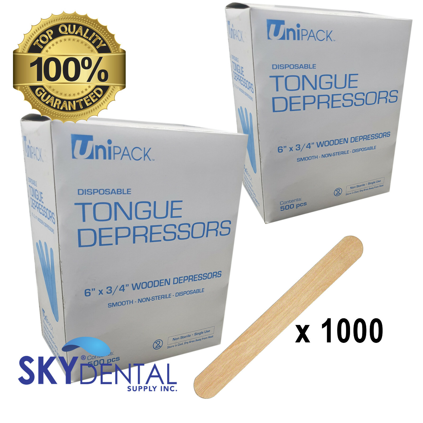 1000 Wood Tongue Depressors Popsicle Stick Craft 6" Sticks Dental Medical Wooden