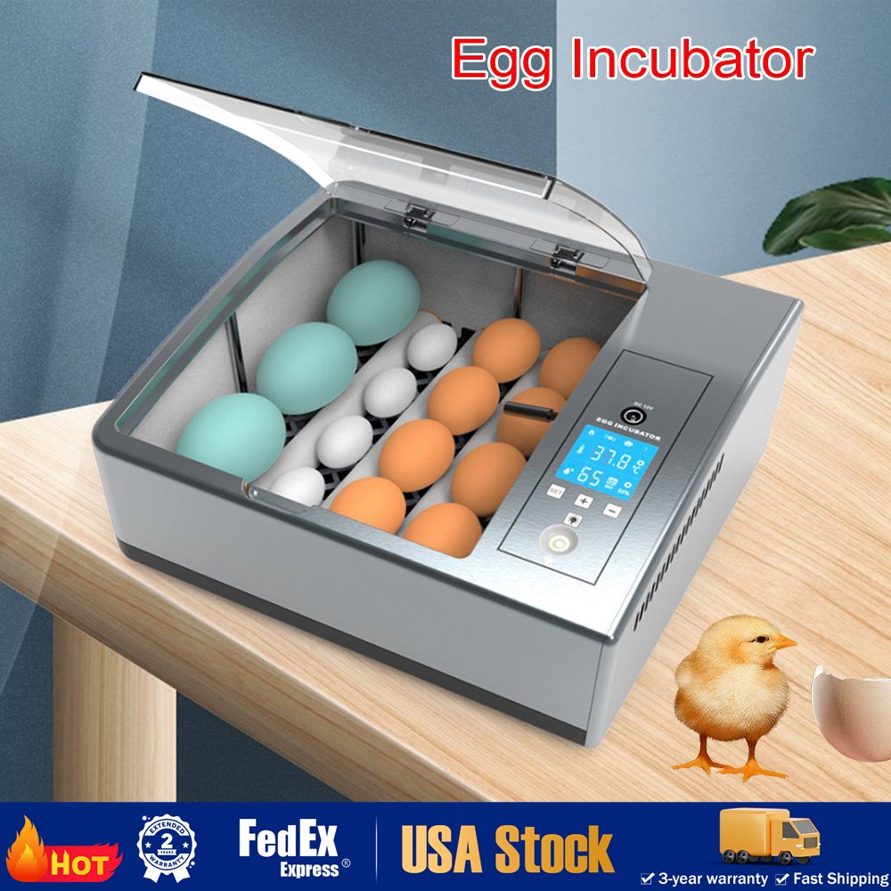 16 Chicken Egg Incubator Fit Hatching Eggs with Automatic Turner Temp Control US