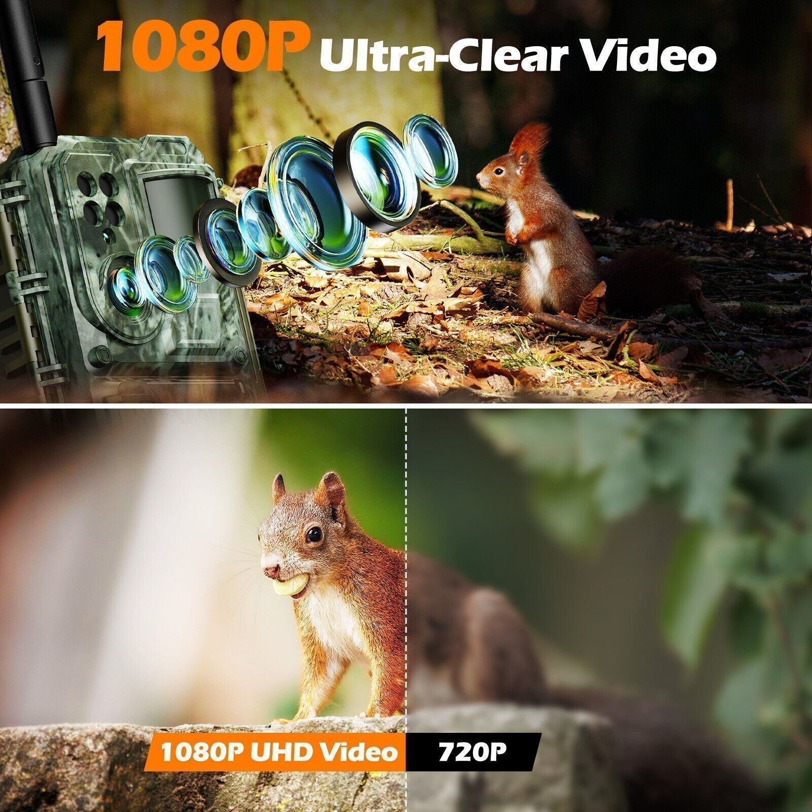 1080P Solar Cellular Trail Camera Include SIM 120° View Wireless Outdoor Hunting