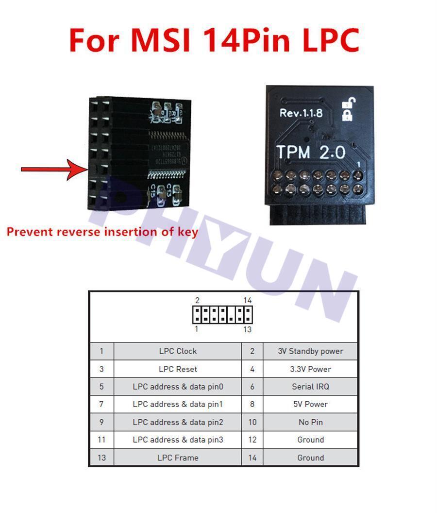TPM 2.0 Security Module Trusted Platform Module for 14PIN LPC MS-4136 USA STOCK