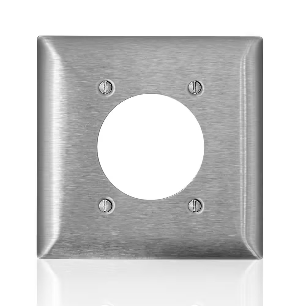 2.15 in. 2-Gang Magnetic Stainless Steel Range and Dryer Wallplate, Standard Siz