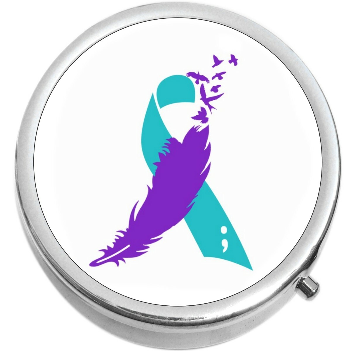 Suicide Prevention Awareness Ribbon  Medicine Pill Box