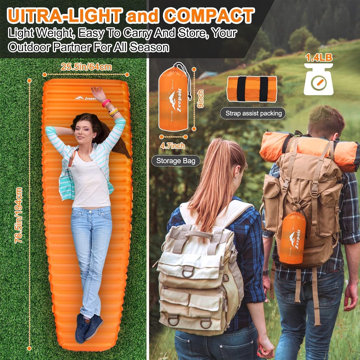 Portable Waterproof Sleeping Pad with Compression Bag - Perfect for Backpacking