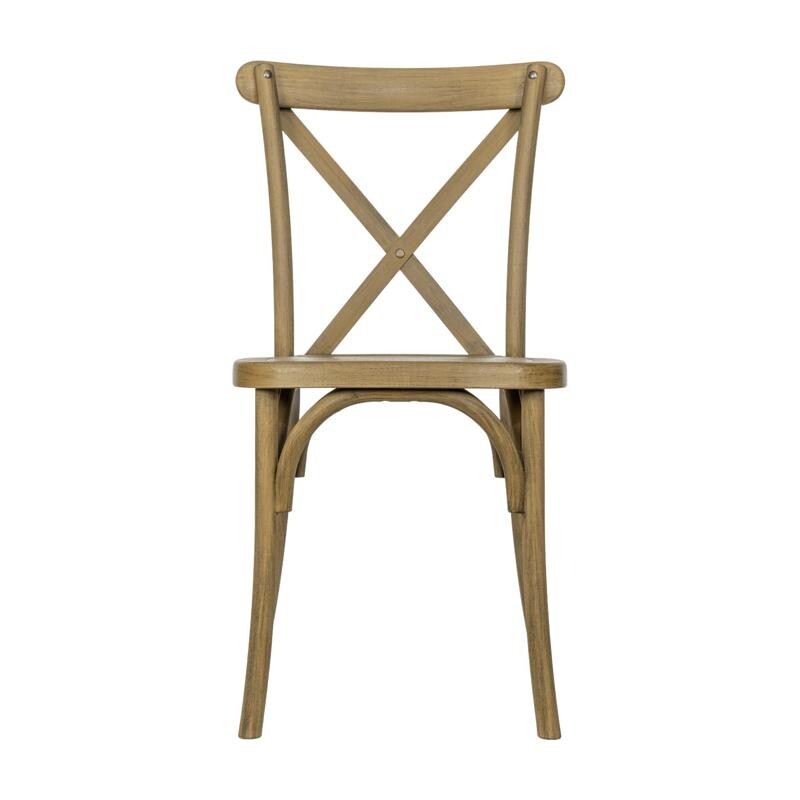 10 PACK Bistro Style Cross Back Restaurant Dining Chair in Resin Chestnut Finish