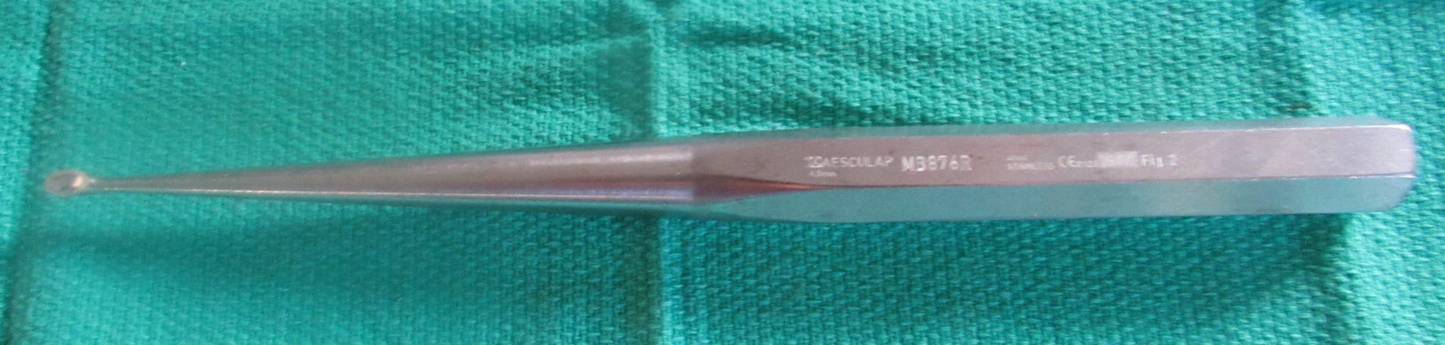 Aesculap MB876R Brun Bone Curette Straight 9" (230mm) 4.9 mm Stainless Steel