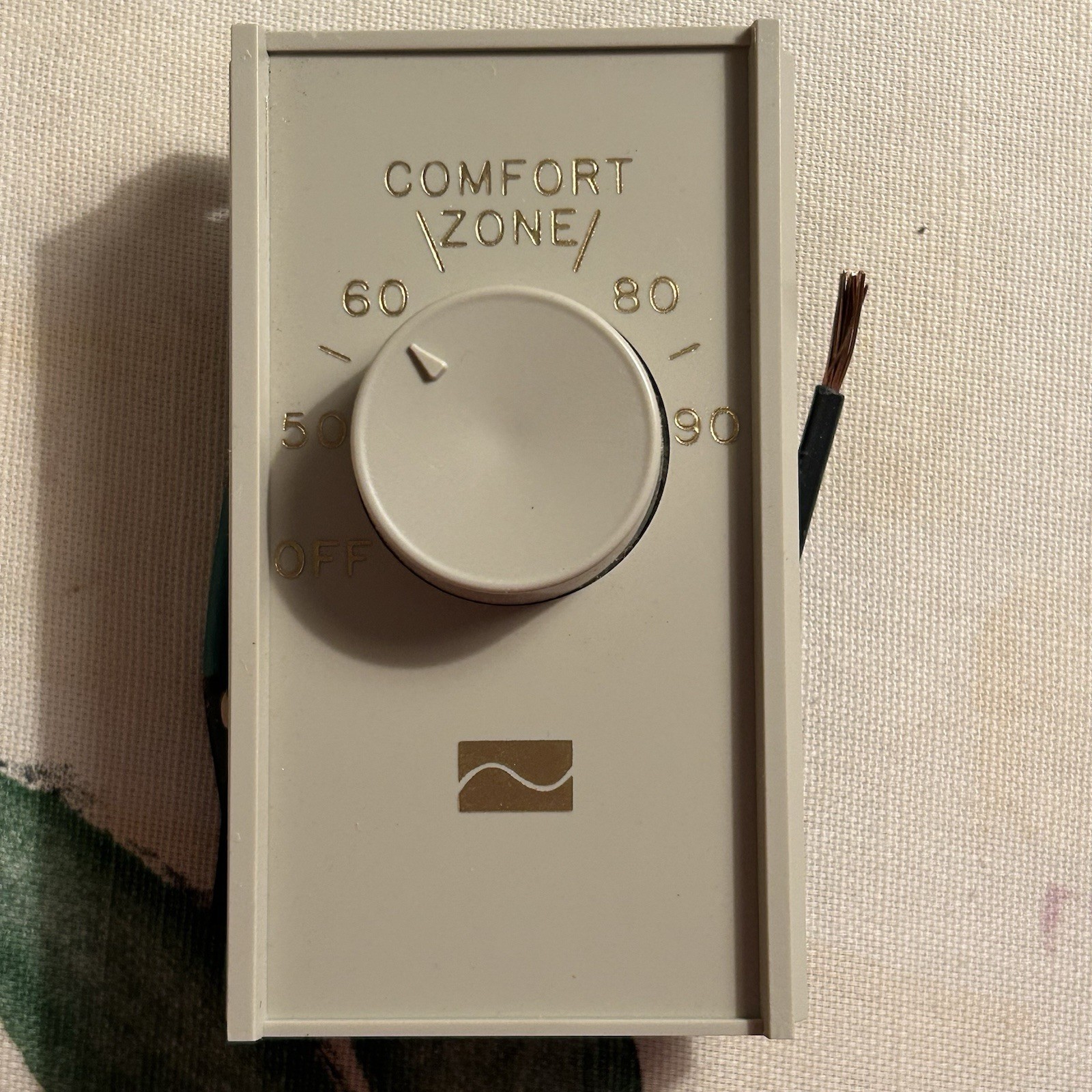 Electric Heating Single Line Ivory Turn Knob Thermostat New Old Stock