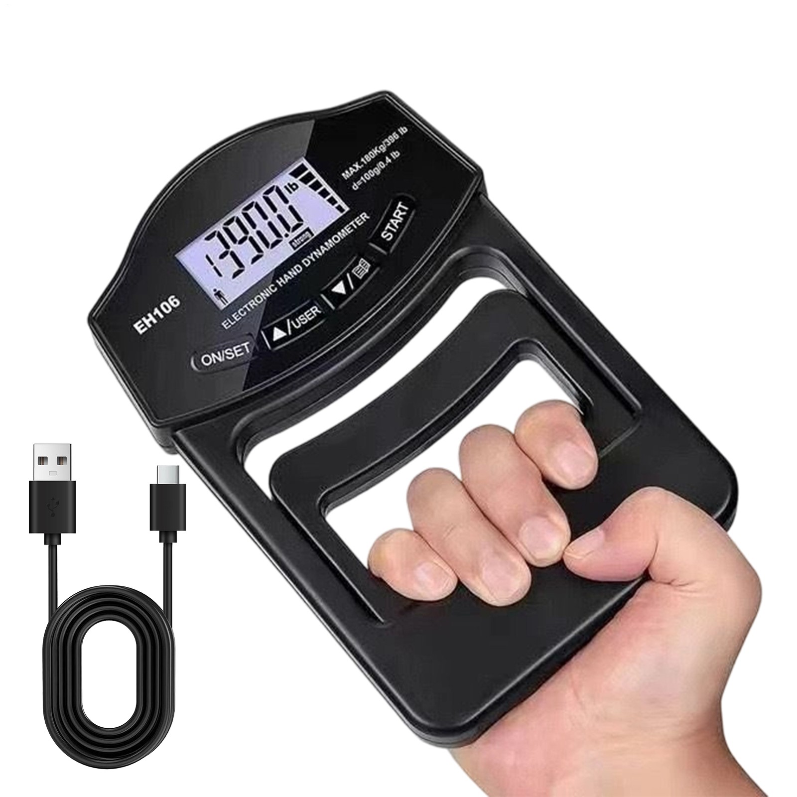 Hand Grip Strength Tester 400lbs/180k Electronic Rechargeable Portable