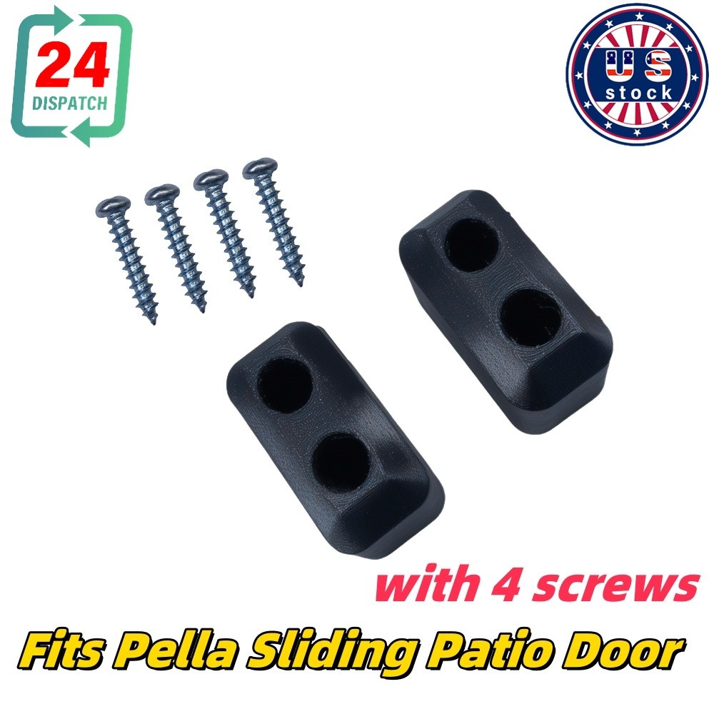 2x Black Replacement Bumpers with 4 screws For Pella Sliding Patio Door